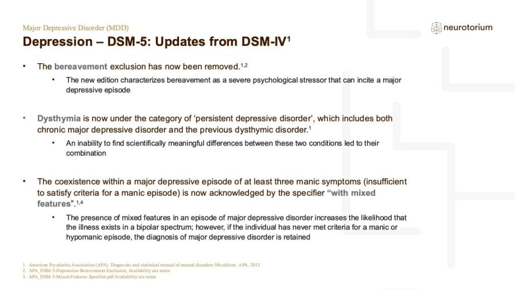 Depression – DSM-5: Updates from DSM-IV